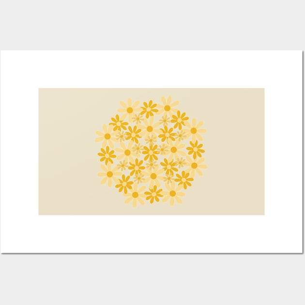 Golden Flower Circle (white background) Wall Art by elrathia